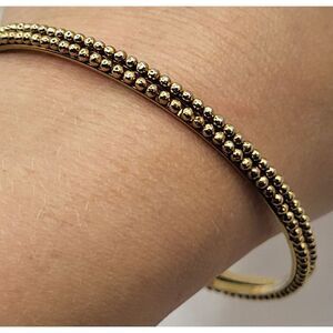 Set of 2 Beaded Bohemian Silver Bangle Bracelets 2.6in dia